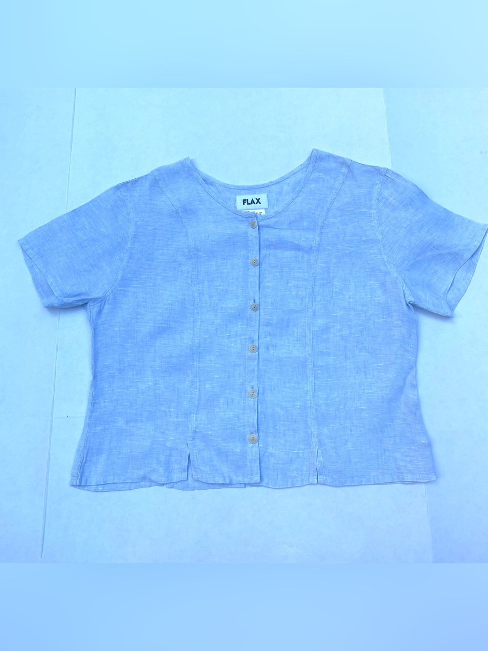 Pale Blue 100% LINEN Top Size M